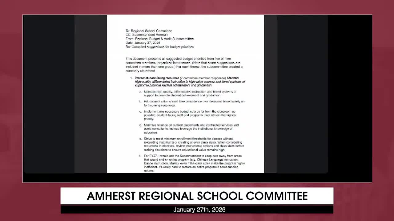 Thumbnail image for Joint and Regional School Committee: January 27th, 2026