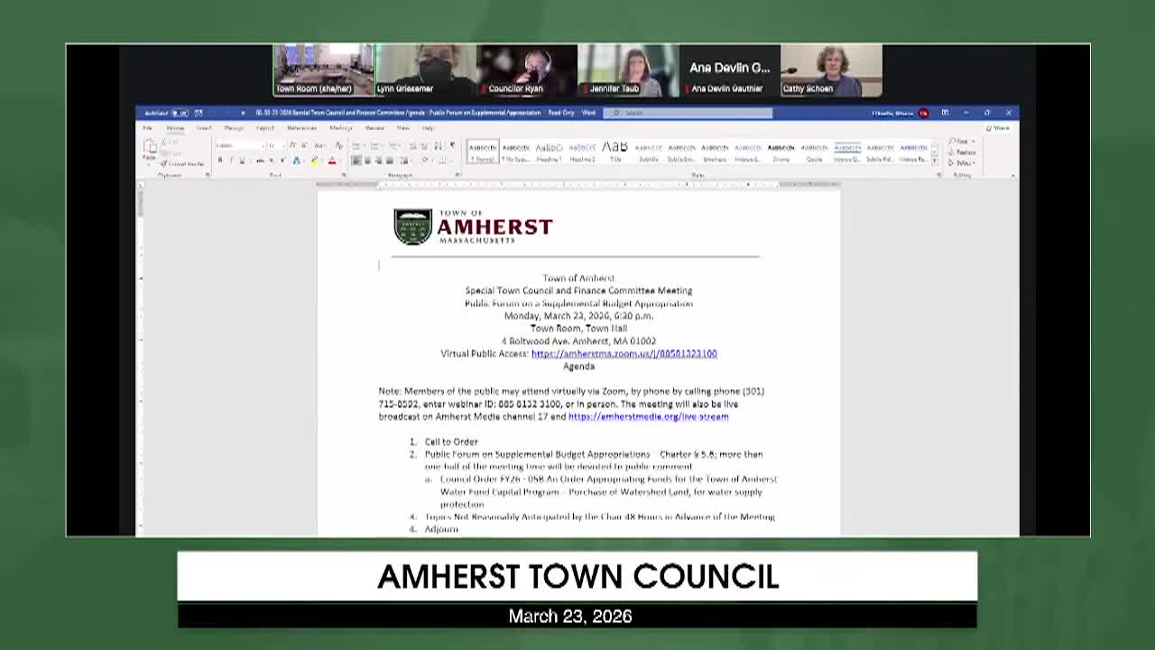 Thumbnail image for Amherst Town Council: March 23, 2026