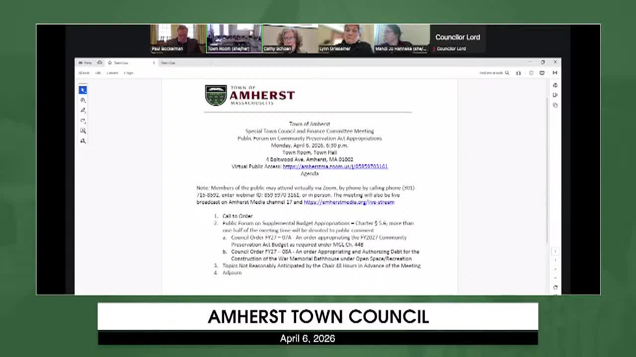 Thumbnail image for Amherst Town Council: April 6, 2026